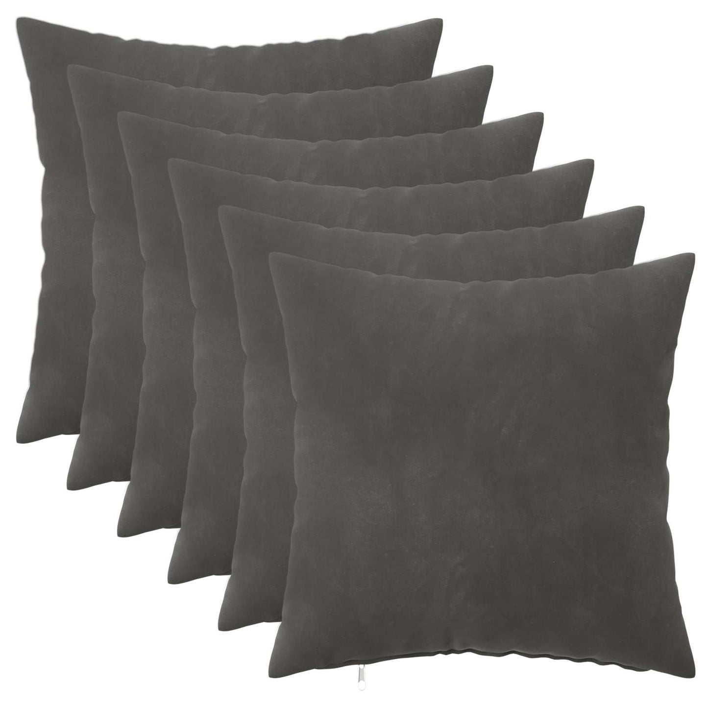 Cushion Cover 6 pcs HEERLEN Dark Grey 30 x 30 cm Velvet