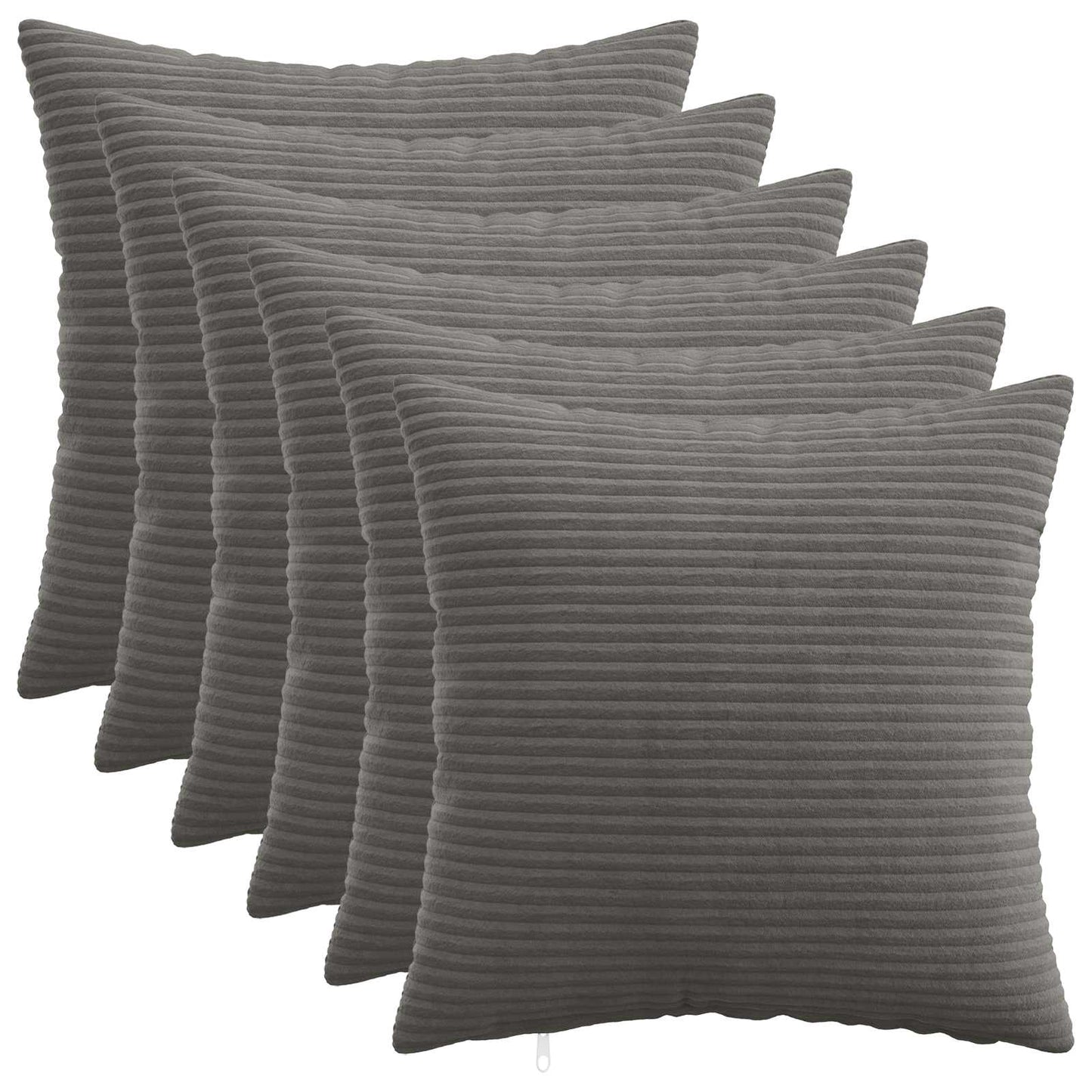 Cushion Cover 6 pcs HEERLEN Dark Grey 30 x 30 cm Corduroy