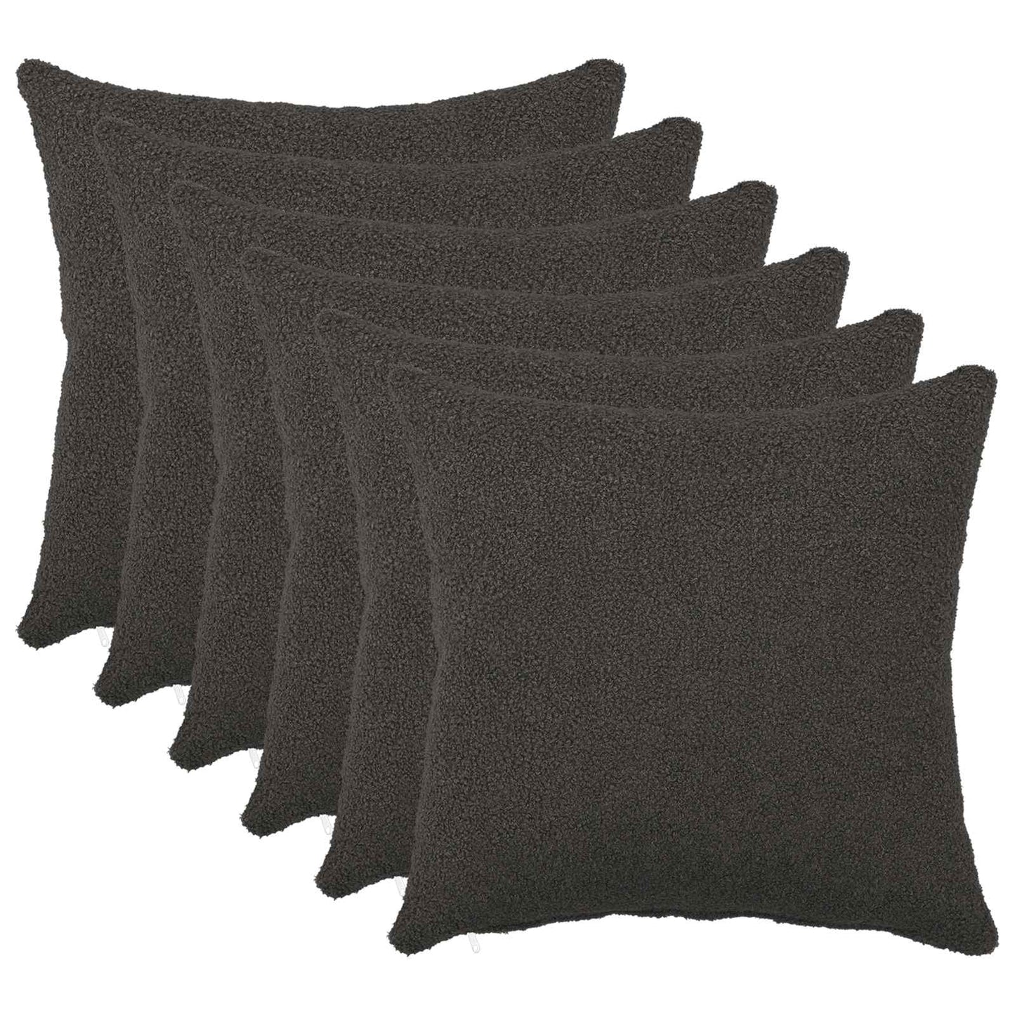 Cushion Cover 6 pcs HEERLEN Dark Grey 30 x 30 cm Bouclé