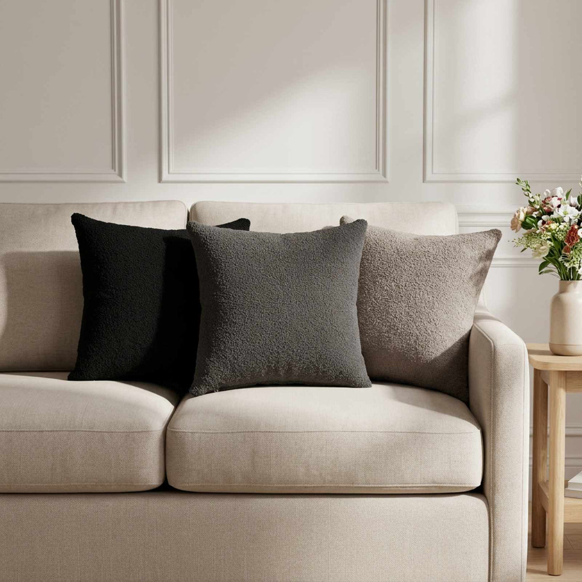 Cushion Cover 2 pcs HEERLEN Light Grey 30 x 30 cm Bouclé