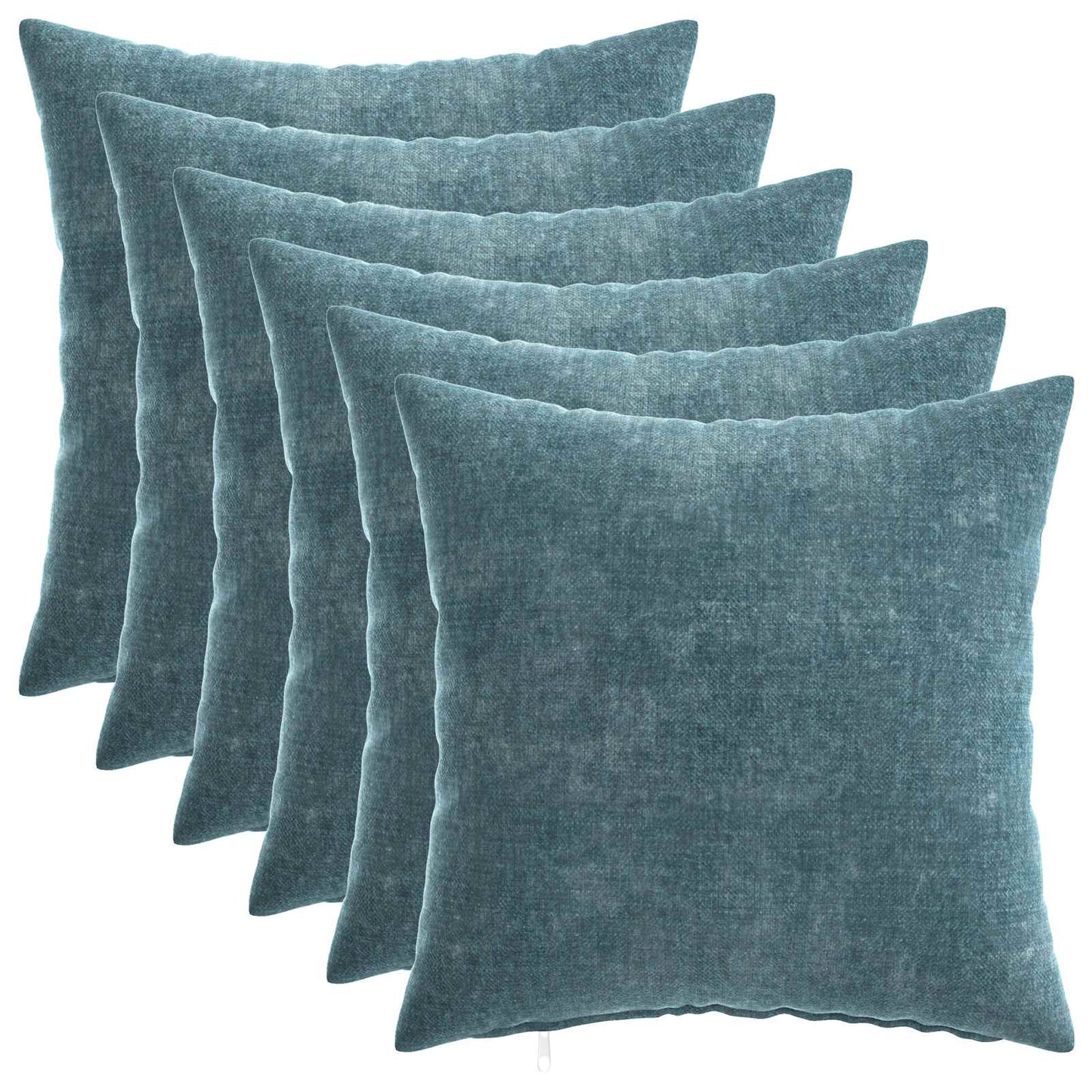 Cushion Cover 6 pcs HEERLEN Blue 30 x 30 cm Chenille Fabric