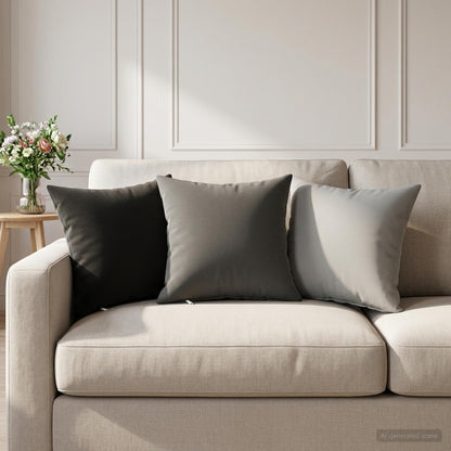 Cushion Cover 2 pcs HEERLEN Grey 35 x 35 cm Polyester
