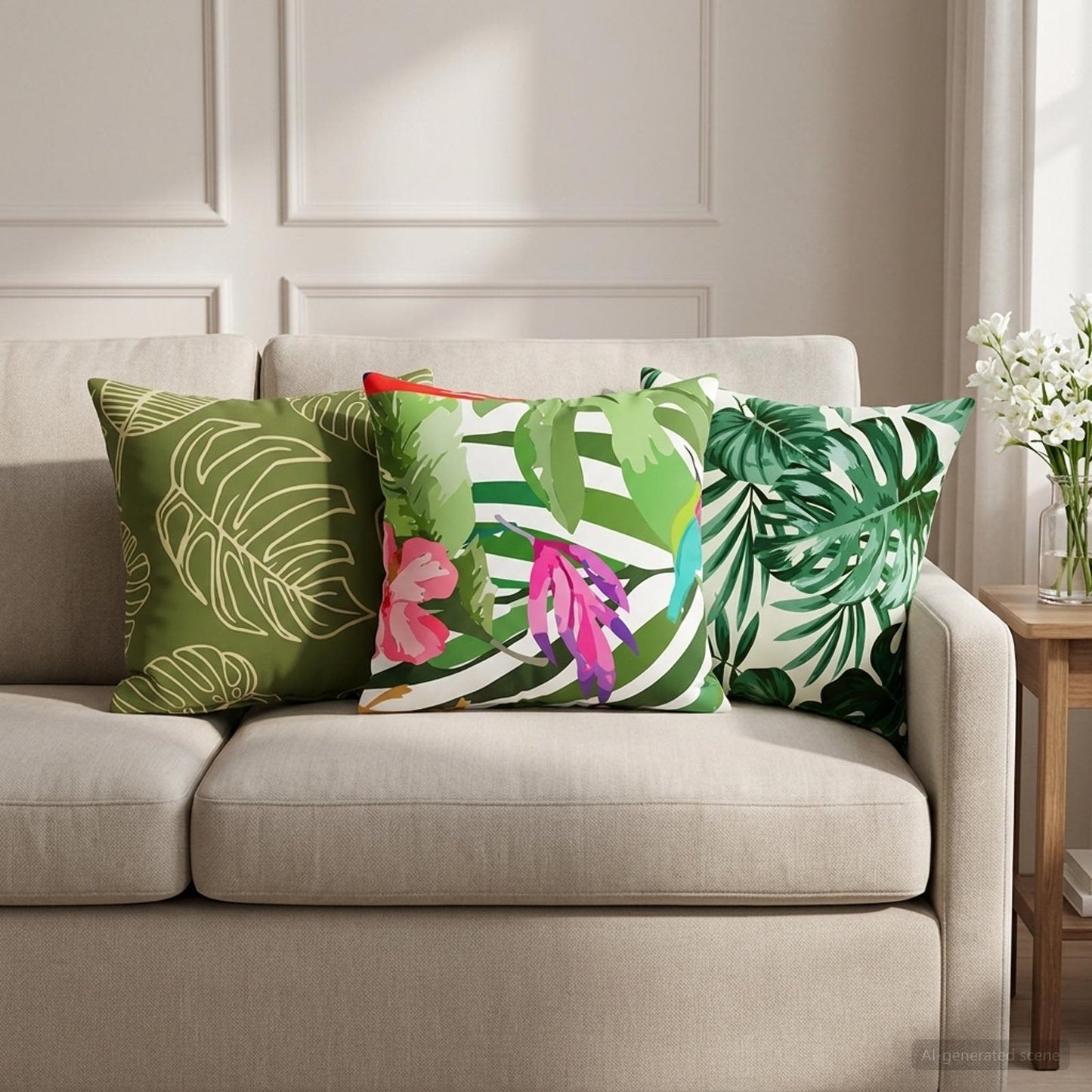 Cushion Cover 2 pcs HEERLEN Leaf Design 35 x 35 cm Polyester