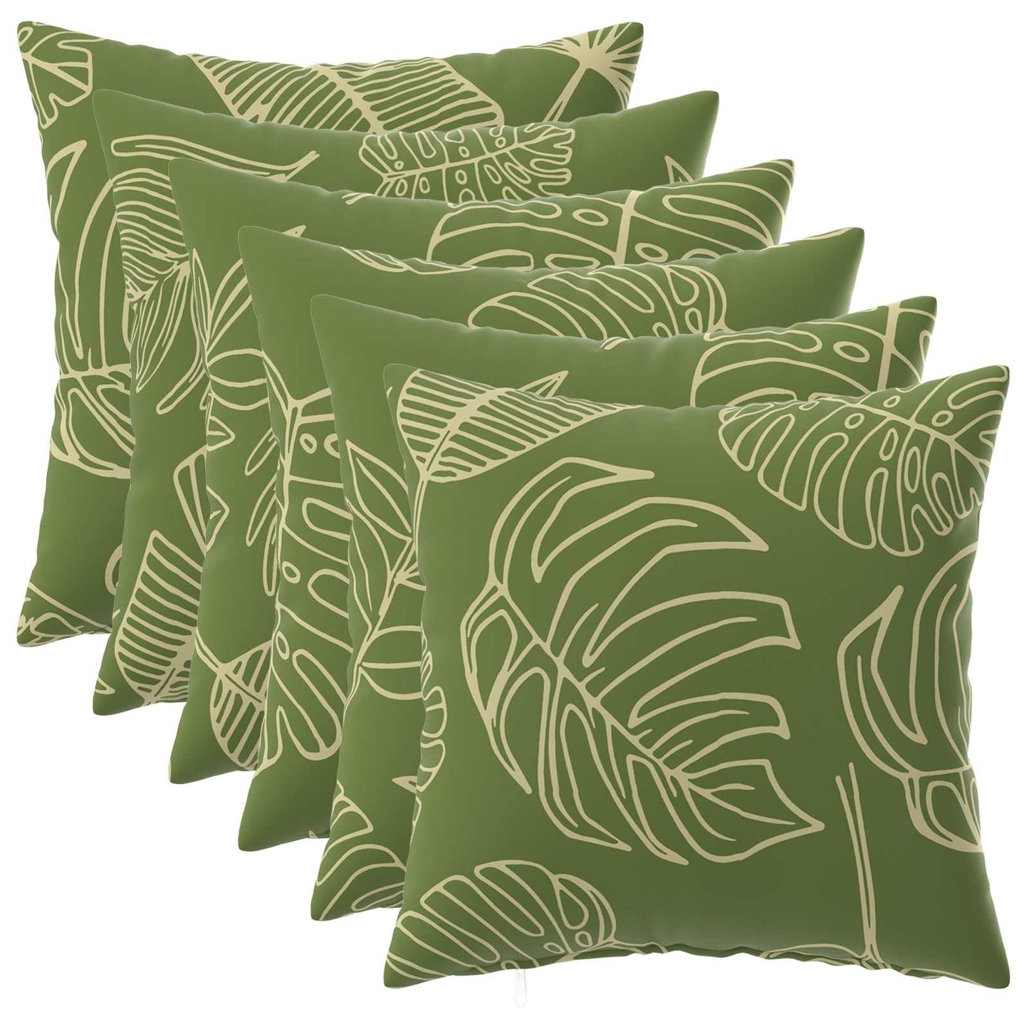 Cushion Cover 6 pcs HEERLEN Leaf Design 30 x 30 cm Polyester