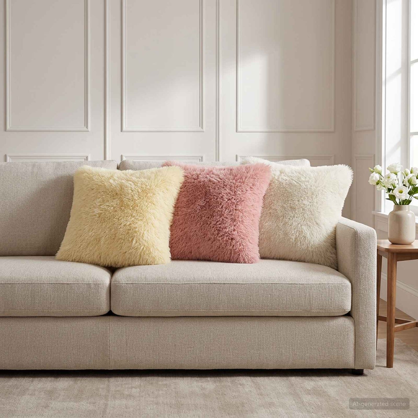 Cushion Cover 6 pcs HEERLEN White 35 x 35 cm PV Fleece