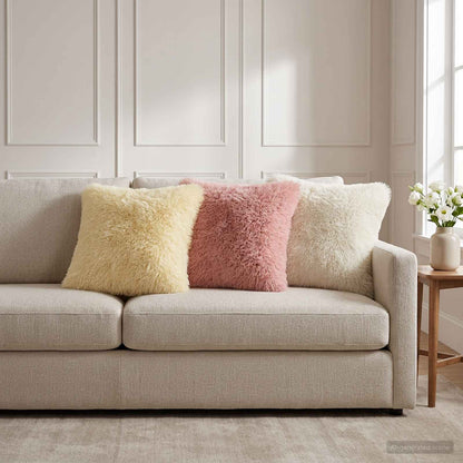 Cushion Cover 6 pcs HEERLEN White 35 x 35 cm PV Fleece