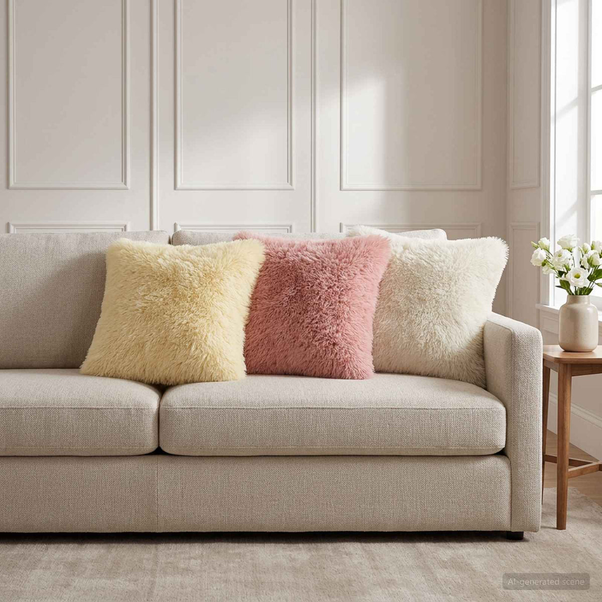 Cushion with Pillow HEERLEN 12 pcs White PV Fleece
