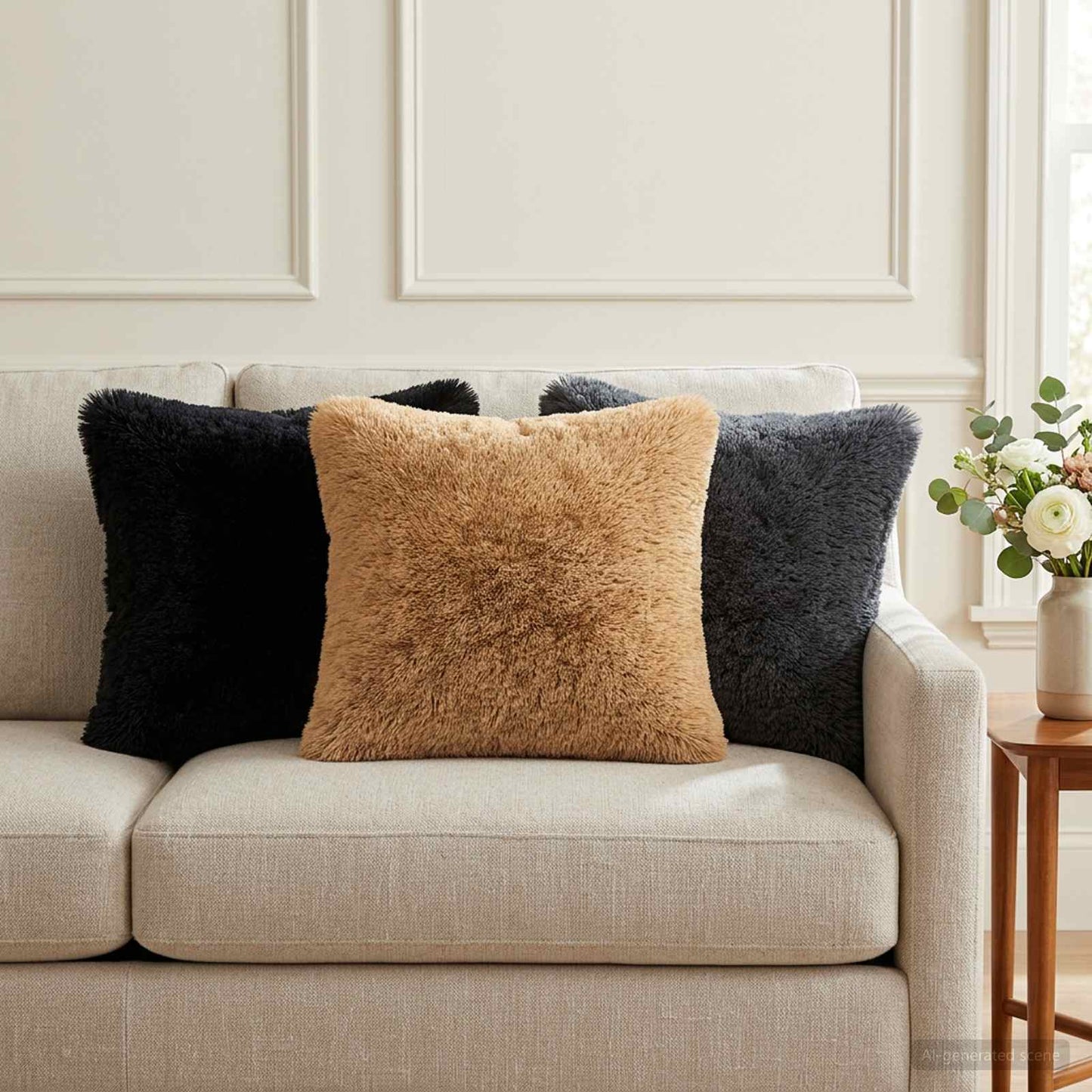 Cushion Cover 6 pcs HEERLEN Anthracite 30 x 30 cm PV Fleece