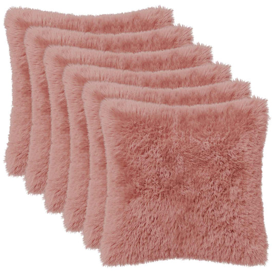 Cushion Cover 6 pcs HEERLEN Pink 30 x 30 cm PV Fleece