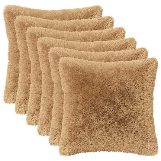 Cushion Cover 6 pcs HEERLEN Taupe 30 x 30 cm PV Fleece