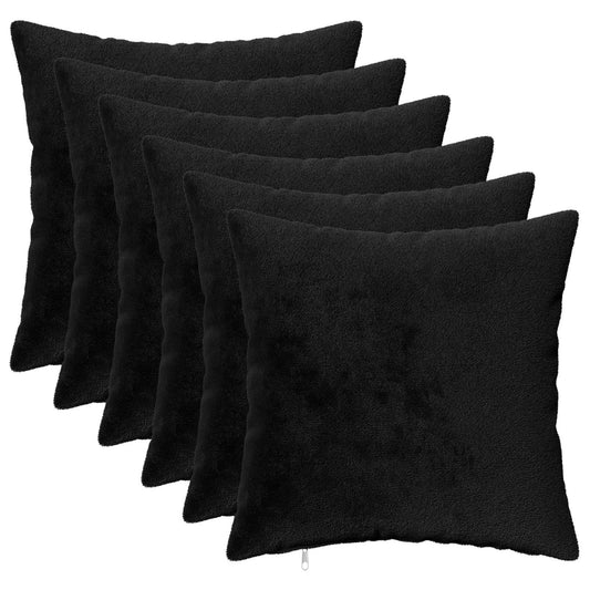 Cushion Cover 6 pcs HEERLEN Black 30 x 30 cm Flannel