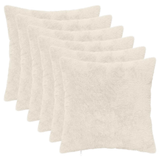 Cushion Cover 6 pcs HEERLEN White 30 x 30 cm Faux Rabbit Fur