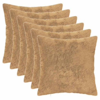 Cushion Cover 6 pcs HEERLEN Taupe 30 x 30 cm Faux Rabbit Fur