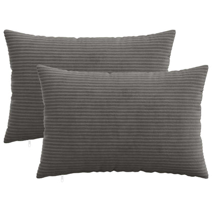 Cushion Cover 2 pcs HEERLEN Dark Grey 30 x 50 cm Corduroy