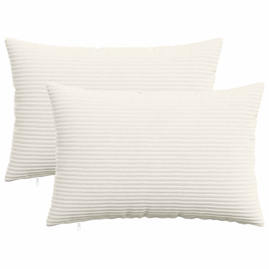Cushion Cover 2 pcs HEERLEN Cream 30 x 50 cm Corduroy