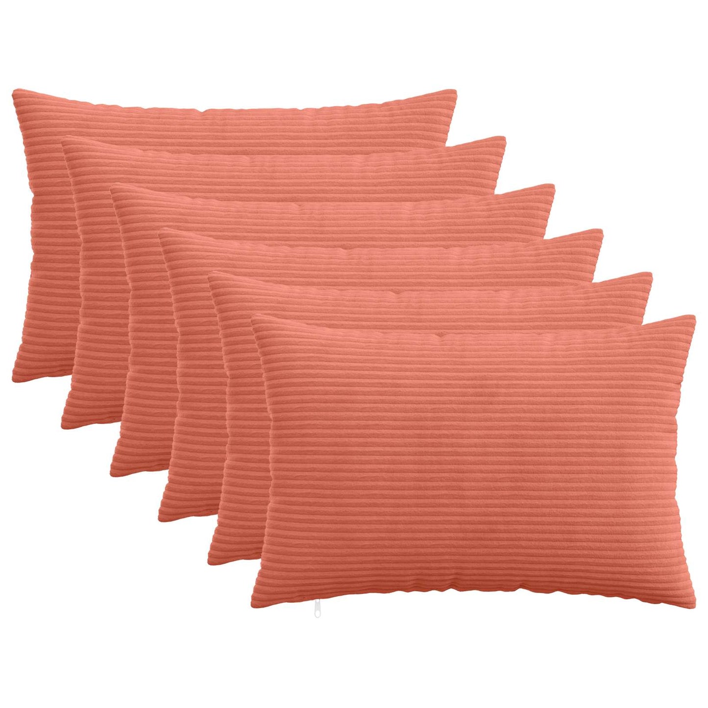 Cushion Cover 6 pcs HEERLEN Red Orange 30 x 50 cm Corduroy