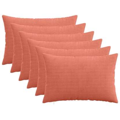 Cushion Cover 6 pcs HEERLEN Red Orange 30 x 50 cm Corduroy
