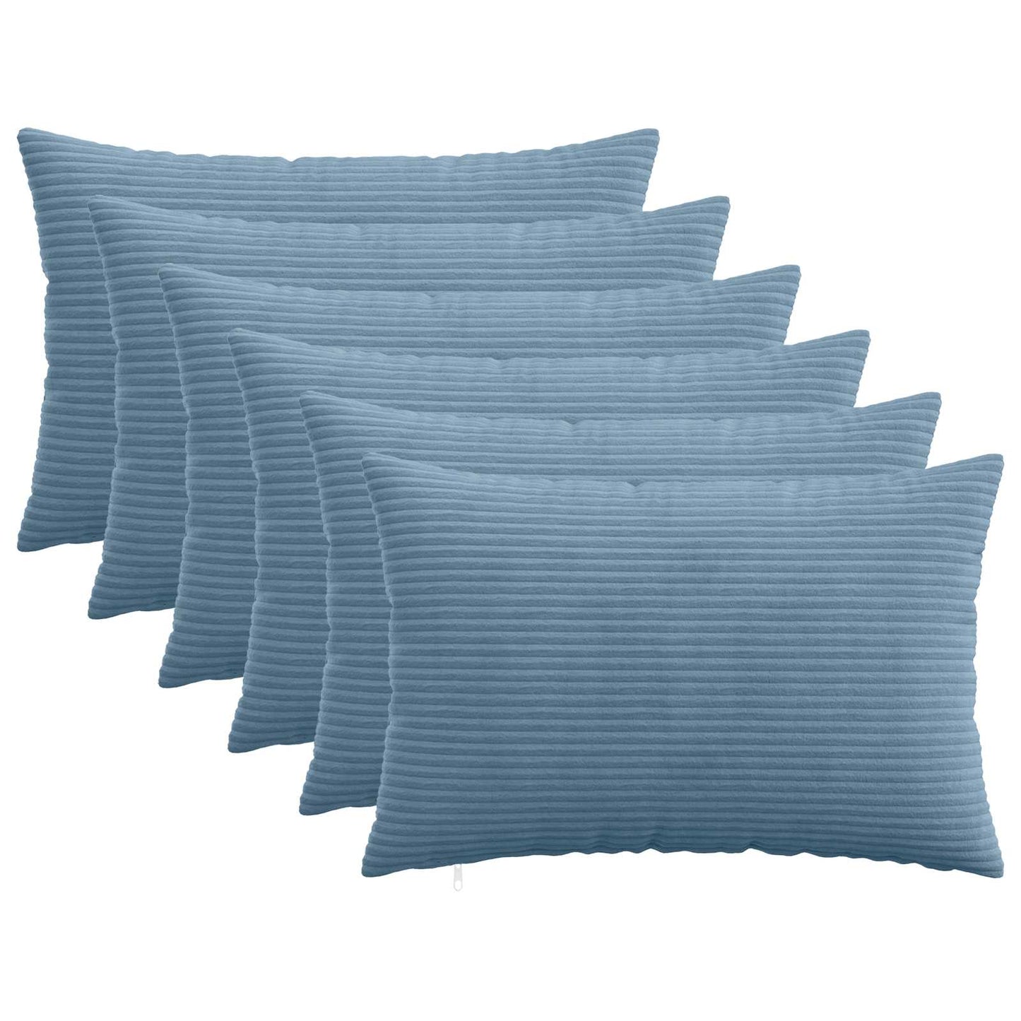 Cushion Cover 6 pcs HEERLEN Blue 30 x 50 cm Corduroy