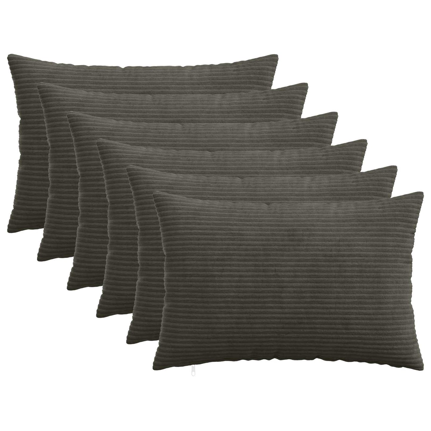Cushion Cover 6 pcs HEERLEN Anthracite 30 x 50 cm Corduroy