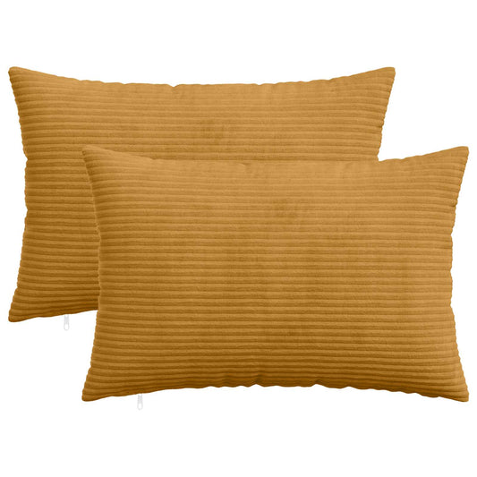 Cushion Cover 2 pcs HEERLEN Yellow 30 x 50 cm Corduroy