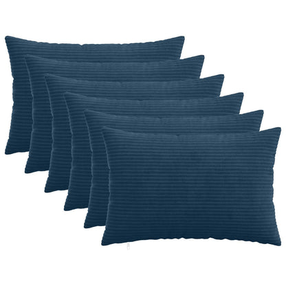 Cushion Cover 6 pcs HEERLEN Navy Blue 30 x 50 cm Corduroy