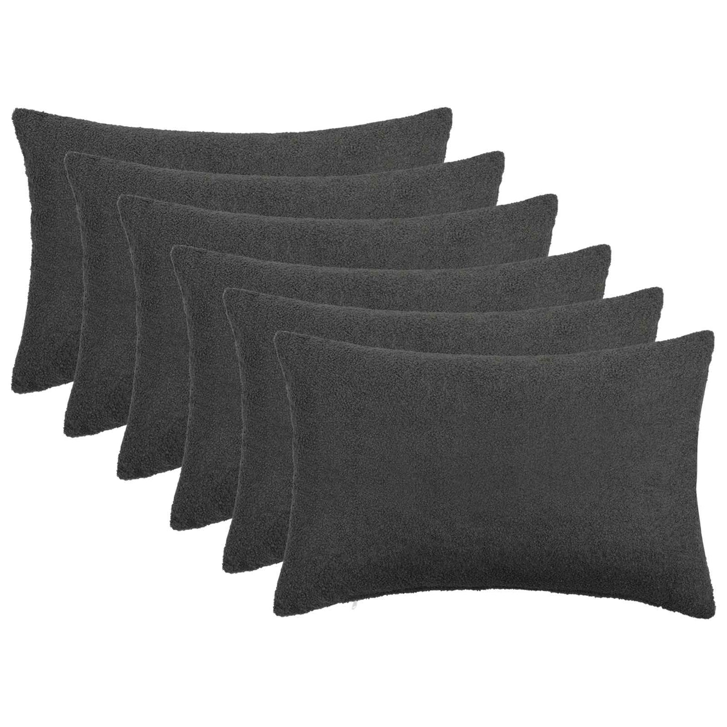 Cushion Cover 6 pcs HEERLEN Dark Grey 30 x 50 cm Bouclé