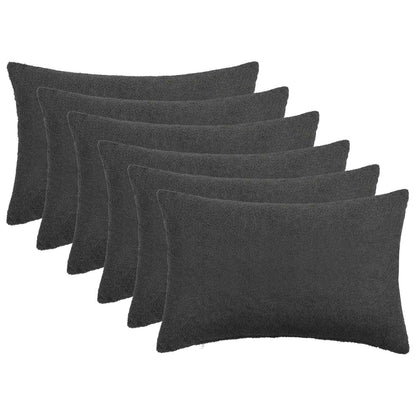 Cushion Cover 6 pcs HEERLEN Dark Grey 30 x 50 cm Bouclé