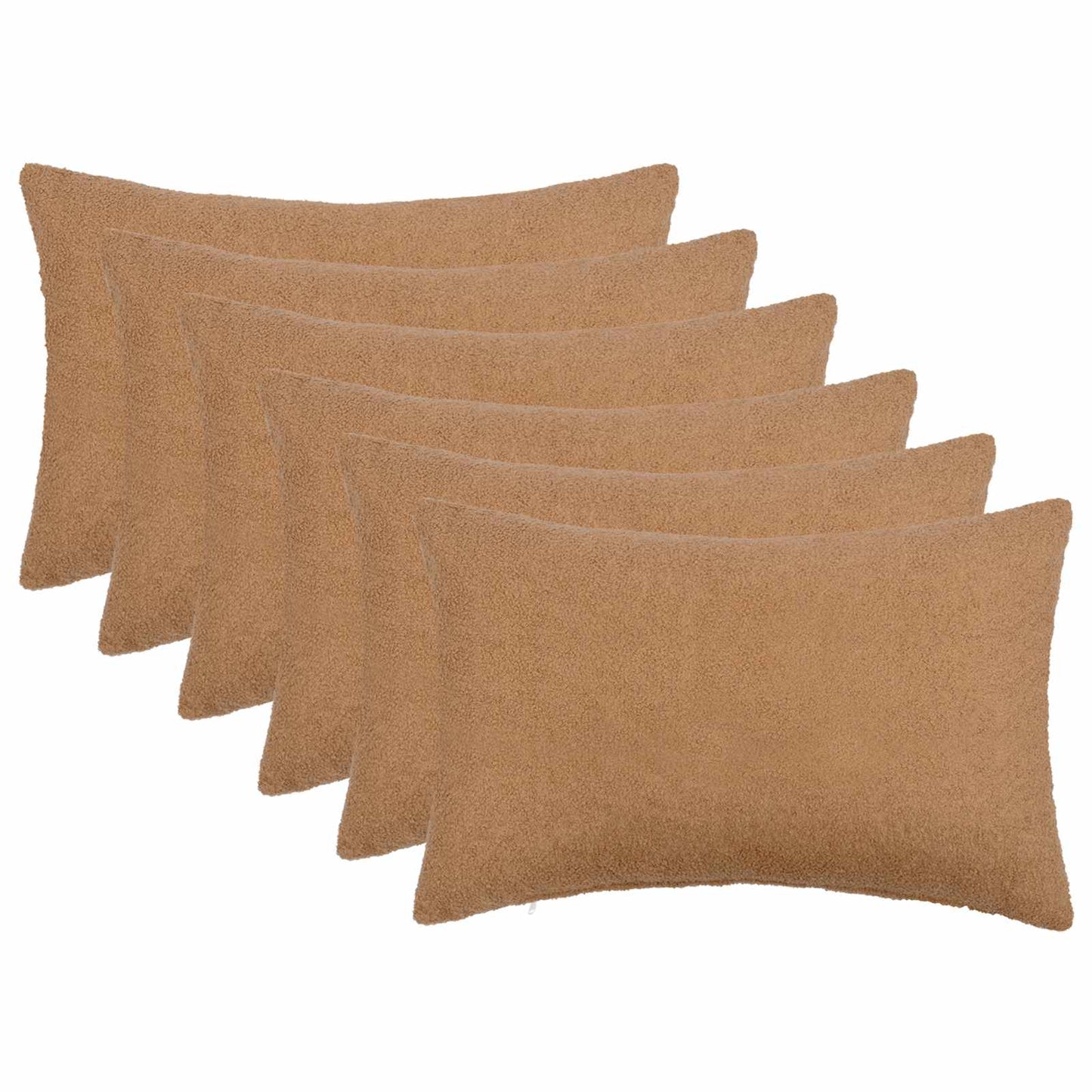 Cushion Cover 6 pcs HEERLEN Beige 30 x 50 cm Bouclé