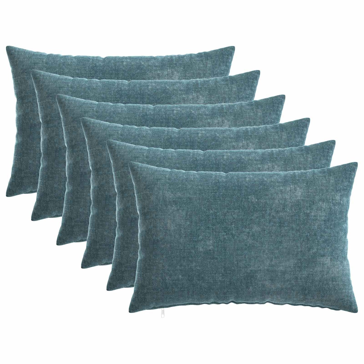 Cushion Cover 6 pcs HEERLEN Blue 30 x 50 cm Chenille Fabric