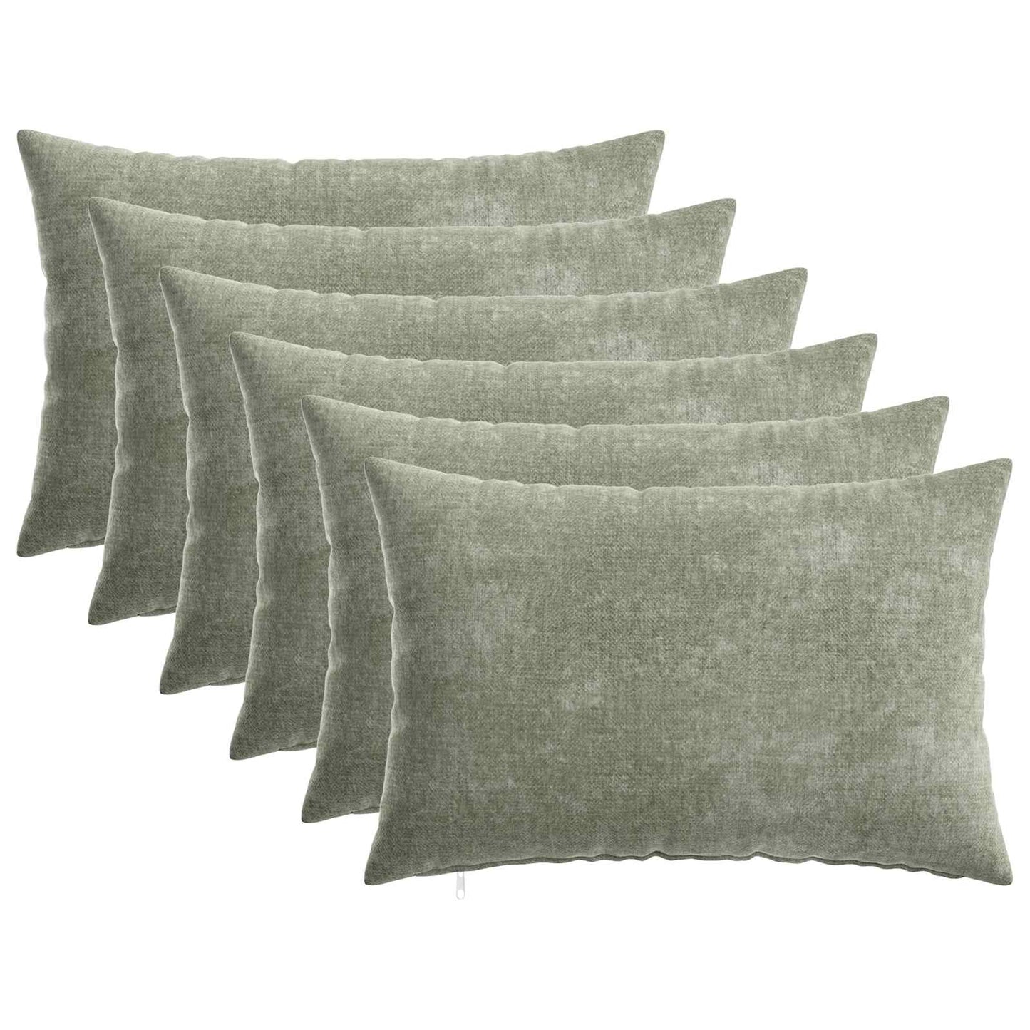 Cushion Cover 6 pcs HEERLEN Green 30 x 50 cm Chenille Fabric