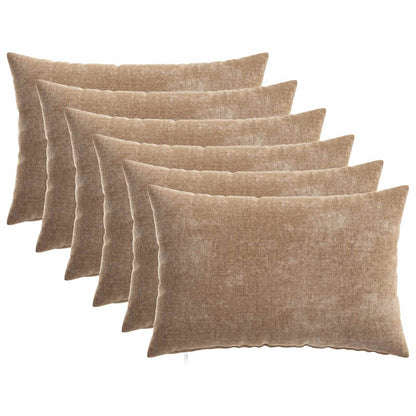 Cushion Cover 6 pcs HEERLEN Brown 30 x 50 cm Chenille Fabric