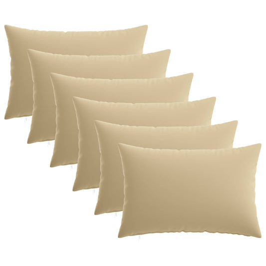 Cushion Cover 6 pcs HEERLEN Beige 30 x 50 cm Polyester