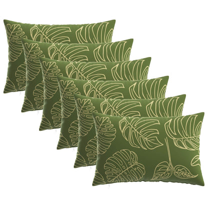 Cushion Cover 6 pcs HEERLEN Leaf Design 30 x 50 cm Polyester