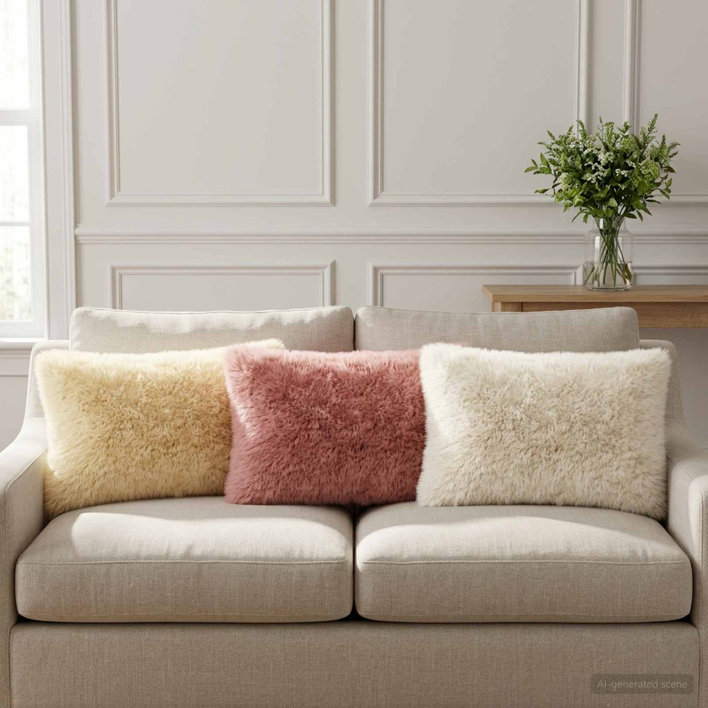Cushion Cover 2 pcs HEERLEN Cream 40 x 60 cm PV Fleece