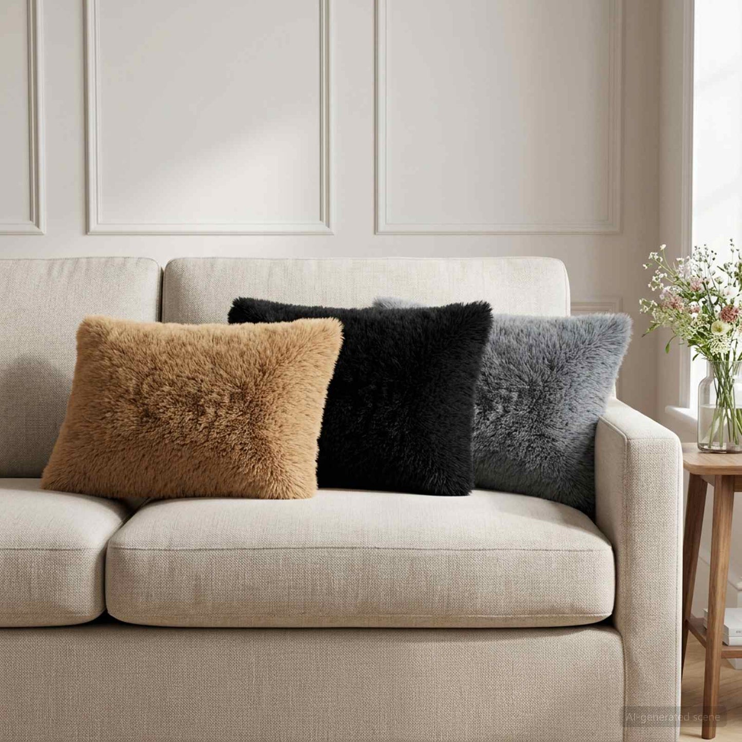 Cushion Cover 6 pcs HEERLEN Anthracite 30 x 50 cm PV Fleece