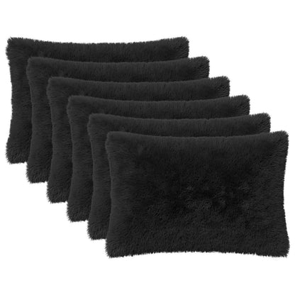 Cushion Cover 6 pcs HEERLEN Black 30 x 50 cm PV Fleece