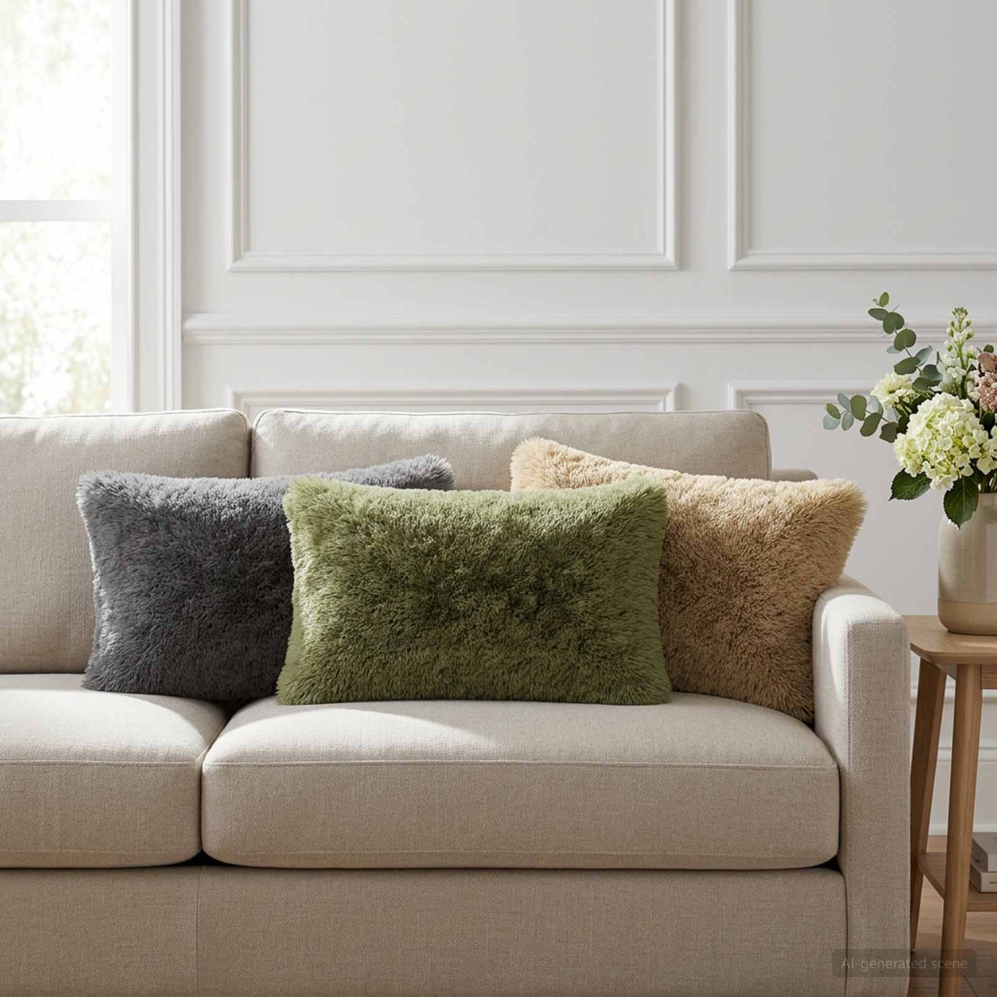 Cushion Cover 6 pcs HEERLEN Light Grey 30 x 50 cm PV Fleece