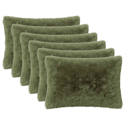 Cushion Cover 6 pcs HEERLEN Green 30 x 50 cm PV Fleece