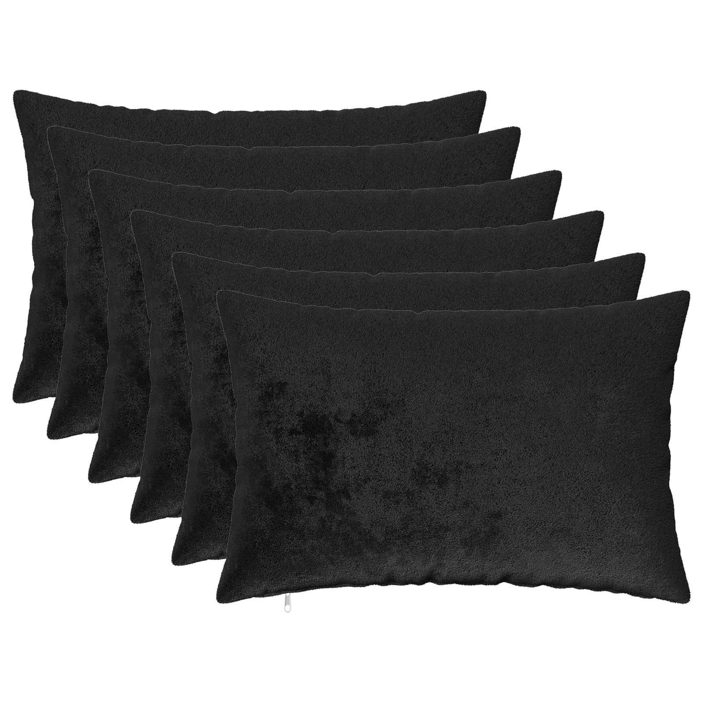 Cushion Cover 6 pcs HEERLEN Black 30 x 50 cm Flannel