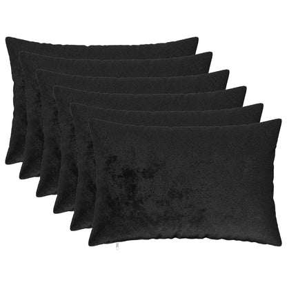 Cushion Cover 6 pcs HEERLEN Black 30 x 50 cm Flannel