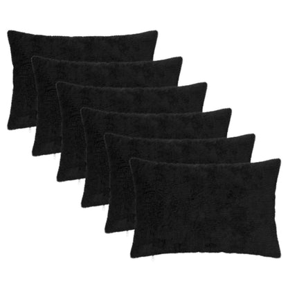 Cushion Cover 6 pcs HEERLEN Black 30 x 50 cm Faux Rabbit Fur