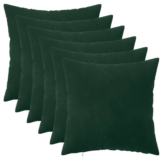 Cushion Cover 6 pcs HEERLEN Dark Green 35 x 35 cm Velvet