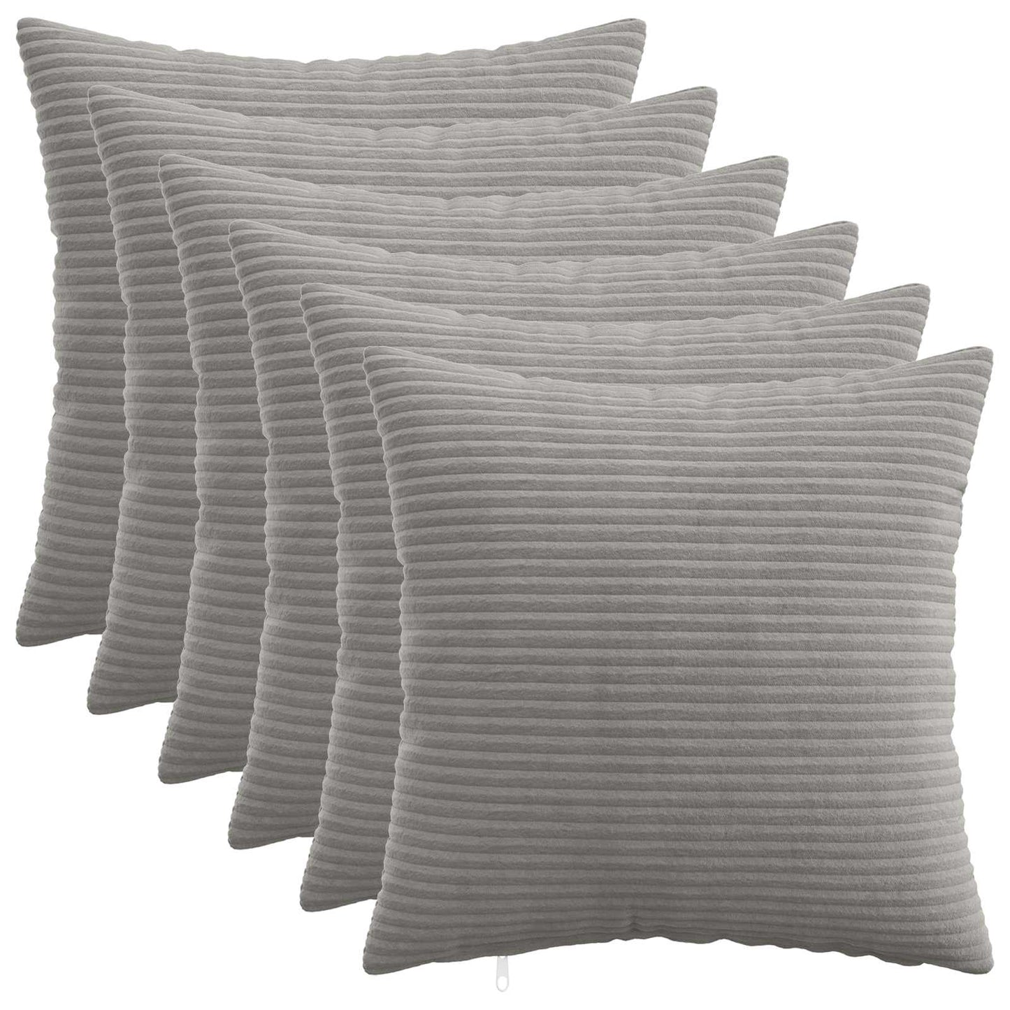 Cushion Cover 6 pcs HEERLEN Light Grey 35 x 35 cm Corduroy