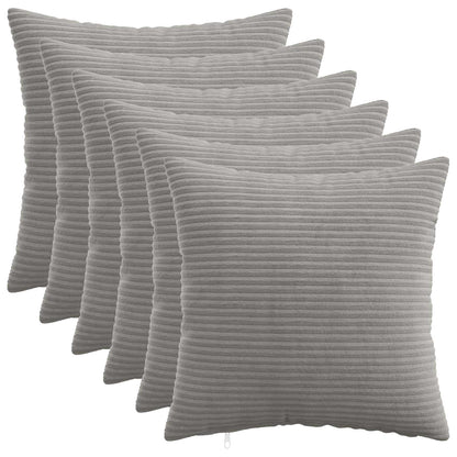 Cushion Cover 6 pcs HEERLEN Light Grey 35 x 35 cm Corduroy