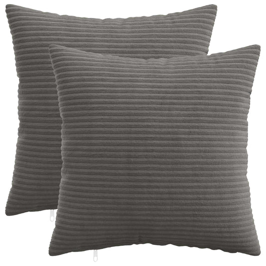 Cushion Cover 2 pcs HEERLEN Dark Grey 35 x 35 cm Corduroy