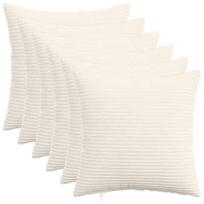 Cushion Cover 6 pcs HEERLEN Cream 35 x 35 cm Corduroy