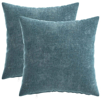 Cushion Cover 2 pcs HEERLEN Blue 35 x 35 cm Chenille Fabric