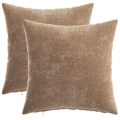 Cushion Cover 2 pcs HEERLEN Brown 35 x 35 cm Chenille Fabric