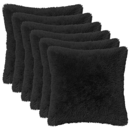 Cushion Cover 6 pcs HEERLEN Black 35 x 35 cm PV Fleece
