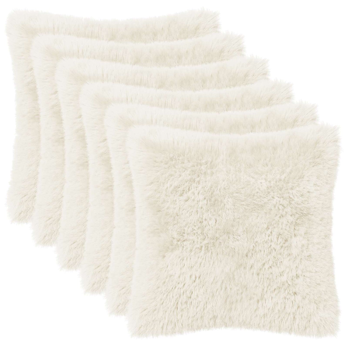 Cushion Cover 6 pcs HEERLEN White 35 x 35 cm PV Fleece
